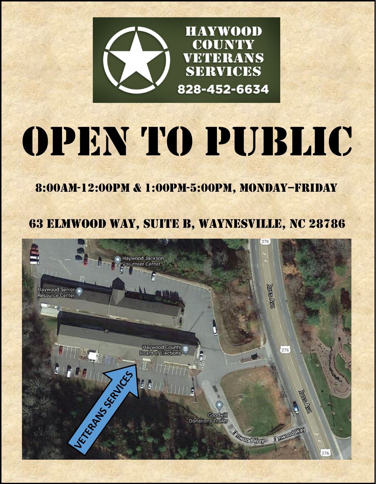 Haywood County Veteran Services Now open at 63 Elwood Way, Waynesville NC