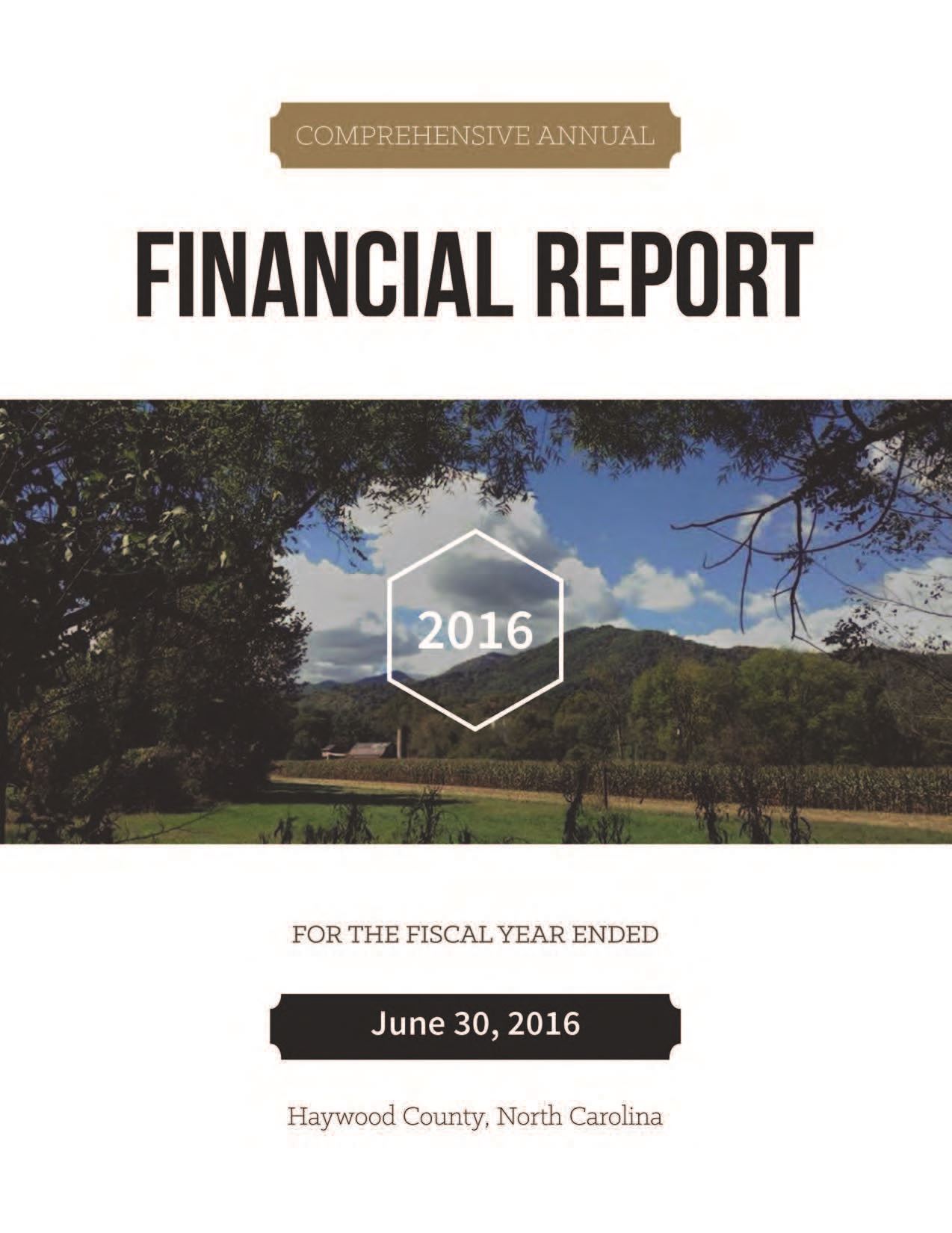 Comprehensive Annual Financial Report 2016 Cover Opens in new window